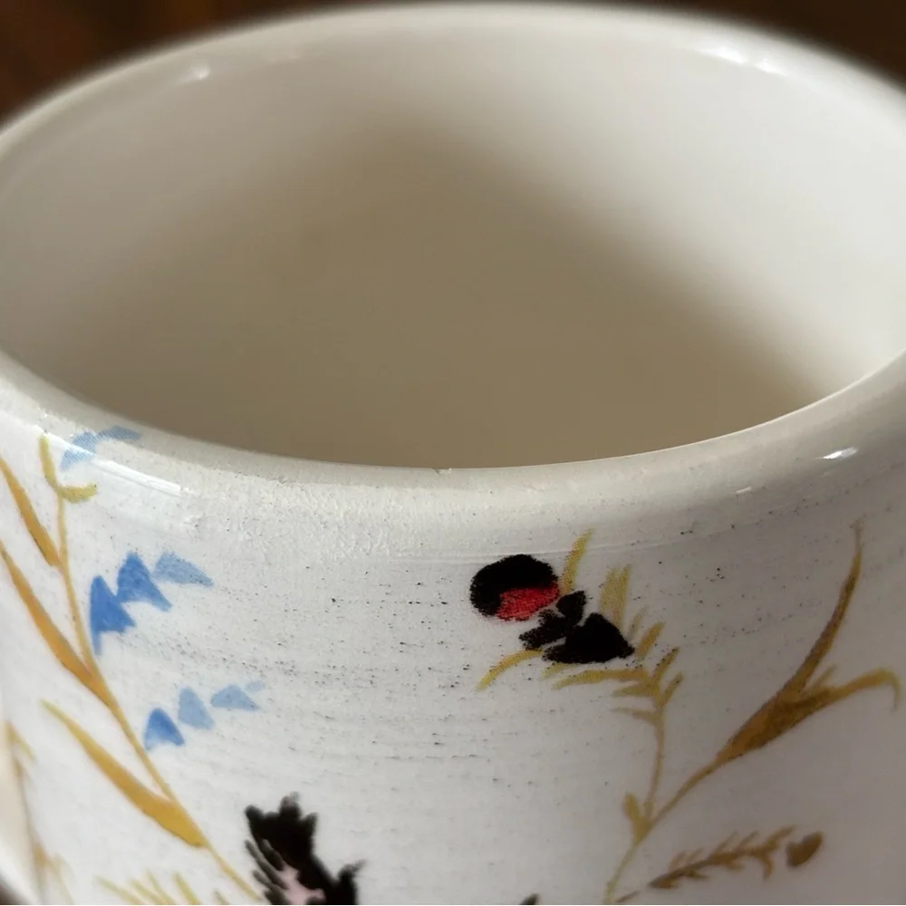 Floral Rooster Mug - White and Black
